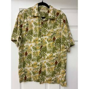 Island Republic Hawaiian Shirt Mens Tropical Parrot Print Button Front